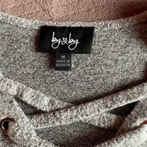 by & by Women's Heather Gray V-Neck Sweater